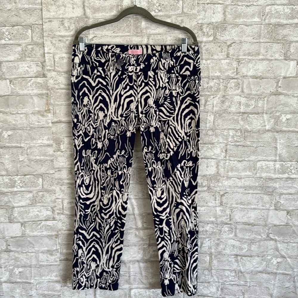 Lilly Pulitzer Luxury Capri Zebea Print Sz 8